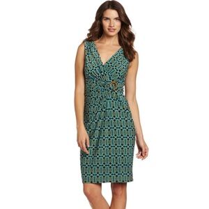 Jones New York Elegant Green Patterned Dress Size 8